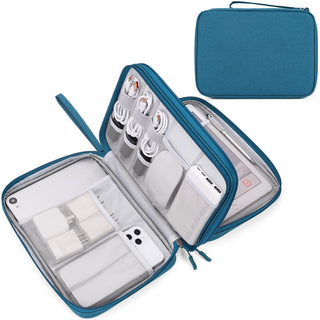FYY Travel Cable Organizer Pouch Electronic Accessories Carry Case Portable Waterproof Double Layers All-in-One Storage Bag for Cord, Charger, Phone, Earphone Black