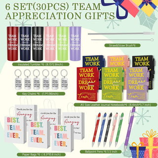 Patelai 30 Pack Employee Appreciation Gifts Bulk, Team Gifts with Tumbler Notebook Pen Keychain Bags, Staff Inspirational Thank You Set for Coworker Office Team Building Corporate Teacher Nurse