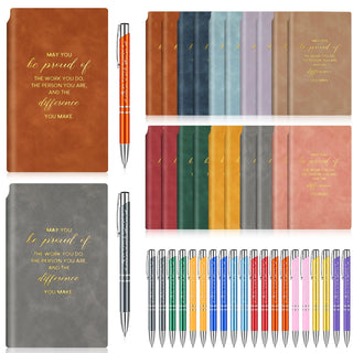 Colarr 40 Pcs Appreciation Gifts Bulk Inspirational PU Leather Notebook Journal & Pen Set Thank You Gifts for Staff, Employees, Coworkers, Nurses(Black,May You)