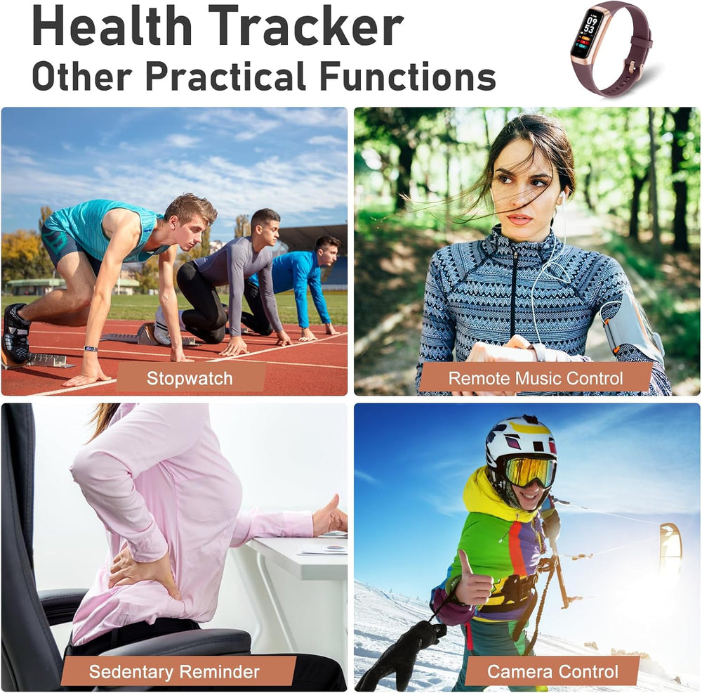 Fitness Tracker with Step Counter/Calories/Stopwatch, Activity Tracker, Health Tracker with Heart Rate Monitor, Sleep Tracker,1.10''AMOLED Touch Color Screen, Pedometer Watch for Women Men