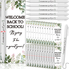 Dunzoom 50 Sets Welcome Back to School Gifts Include Greeting Cards and Inspirational Ballpoint Pens First Day of School Stationery Set for Teachers Students Reward Supplies(Paper,Classic Style)