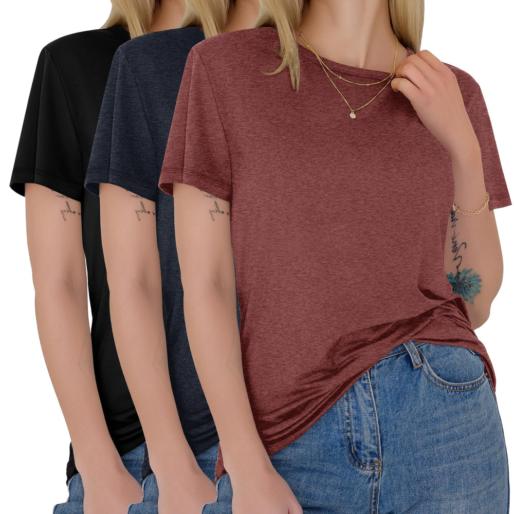 GAYHAY 3 Pack Womens T-Shirts - Short Sleeve Spring Summer Tops Crew Neck Trendy Casual Work Soft Basic Tees for Ladies 2026