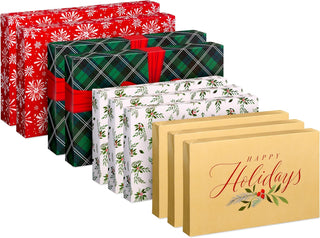 American Greetings Christmas Gift Boxes, Red, White and Silver Christmas Patterns (12-Boxes, 14.75 in. x 9.5 in.)