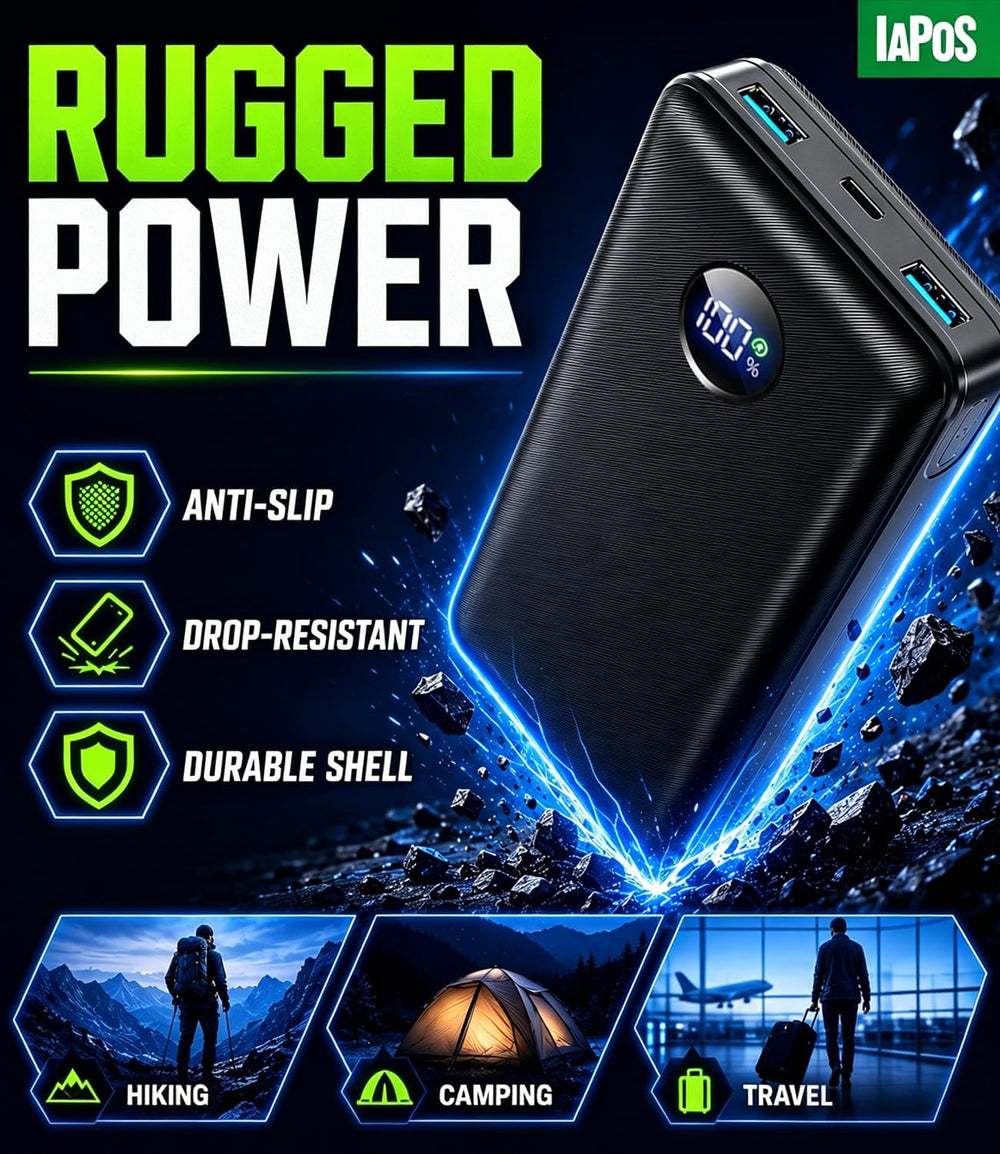 Portable Charger Power Bank - 60,000mAh Battery Pack, 22.5W Fast Charging Phone Charger Attached USB-C/iOS/Micro-USB Cable, Powerbank for iPhone 17 16 15 14 13 Samsung, for Travel Camping Essentials