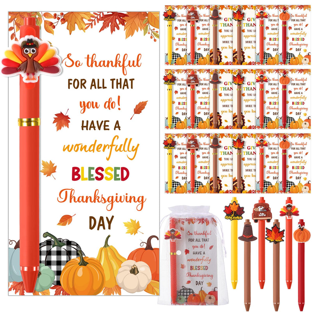 Marspark 30 Set Welcome Back to School Gifts Bulk Ballpoint Pens and Greeting Cards Set with Bags Twist Ties Composition First Day of School Gifts for Teacher Student Classroom Party Favors Supplies