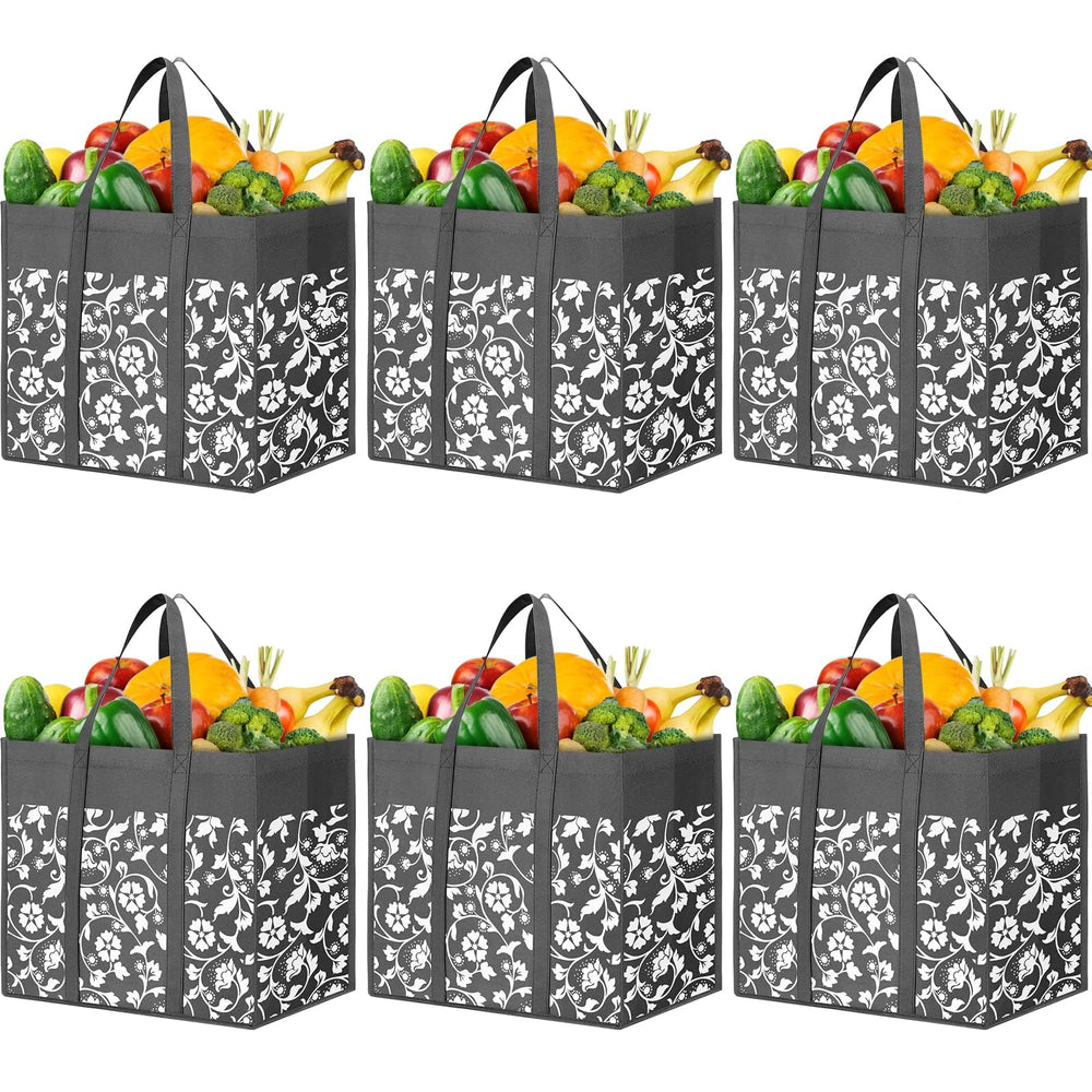 WOWBOX Reusable Grocery Bags Foldable Tote Bags Bulk with Reinforced Handles Shopping Bags for Groceries Heavy Duty Kitchen Reusable Grocery Bags with Waterproof Coating 4-Pack, Blue