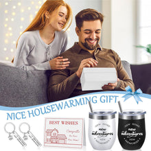 Sieral House Warming Gift for New Home House Warming Wine Tumbler for Women Men New Adventure for Friend Owner Couples Homeowners Clients Real Estate Agent Wedding Gifts(12 oz,Cute Style)