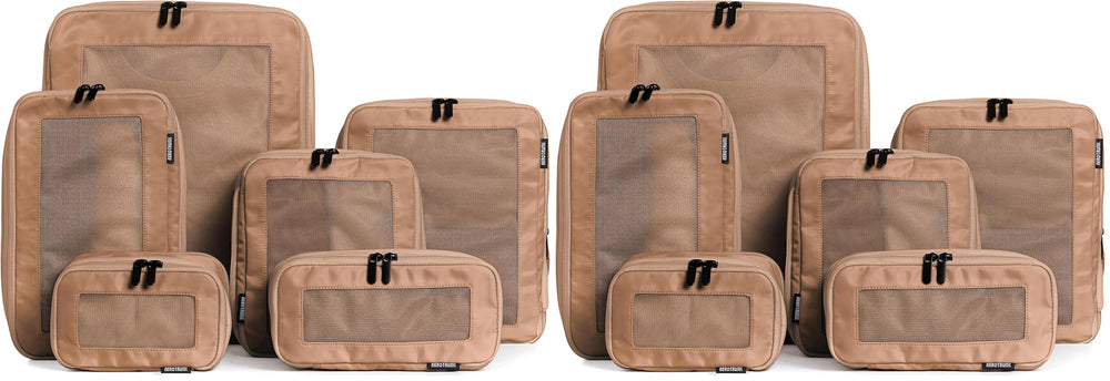 Aerotrunk Compression Packing Cubes for Travel - Luggage Organizer Bags - Double Zipper Packing Cubes for Suitcases (6-Pack, Beige)