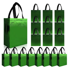 cabzymx 18 Pcs Glossy Iridescent Small Gift Bags Bulk, 8x3.9x9.8 In Non-woven Party Bags for Present with Sturdy Bases for Birthday, Wedding, Easter, Party, Holiday