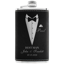 Groomsmen Gifts, Personalized Hip Flasks, Groomsmen Proposal, 6 Oz Engraved Leatherette Flasks for Men, Best Man Gifts for Wedding, Groomsmen Gifts for Wedding - Black #2