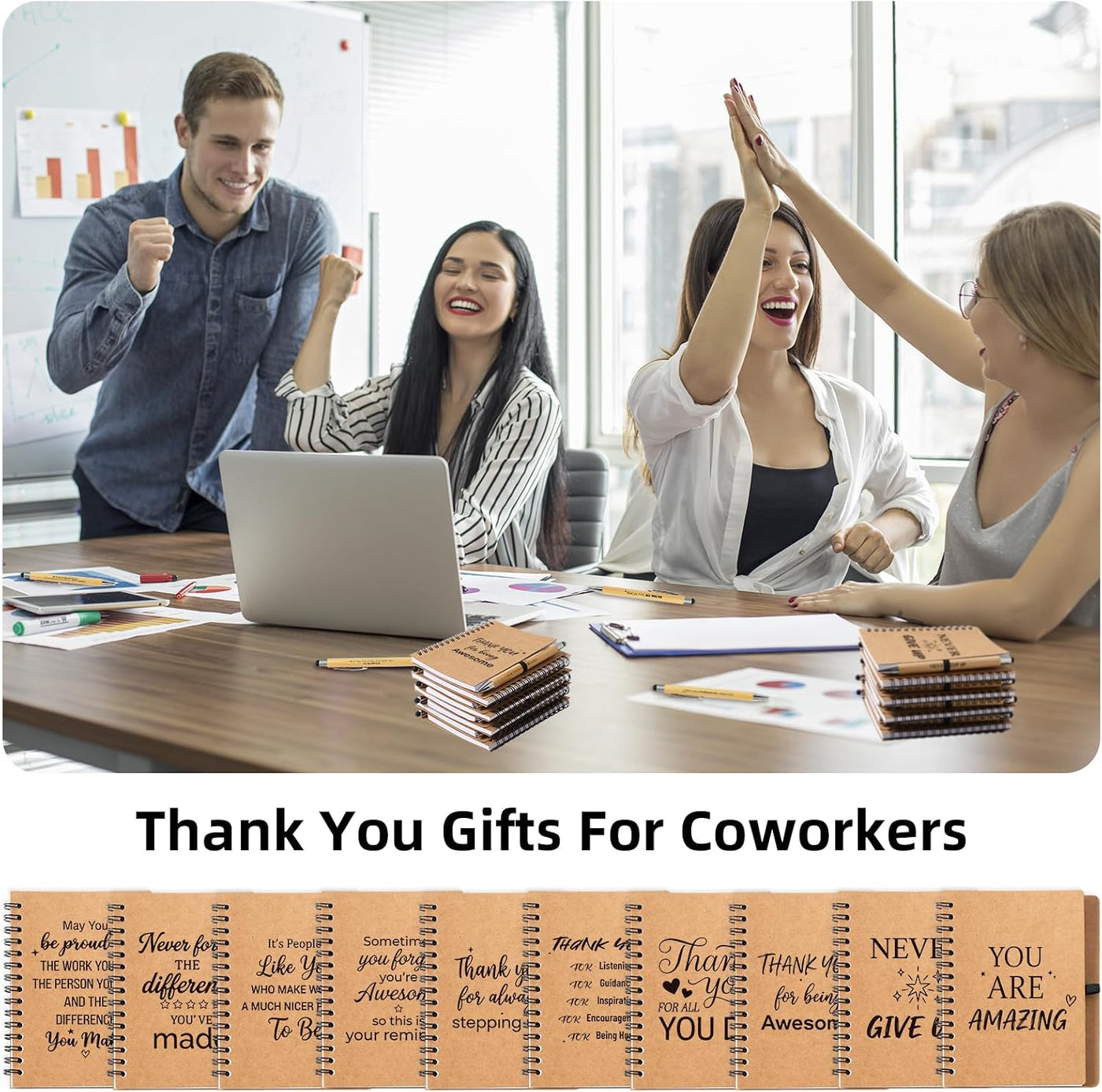 20pcs/10 Sets Employee Appreciation Gifts Bulk, 10 Inspirational Notebooks & 10 Motivational Pens for Coworker Gifts, Team Building, Nurse, Volunteer, DSP, Housekeeping, EVS Staff Office Gift