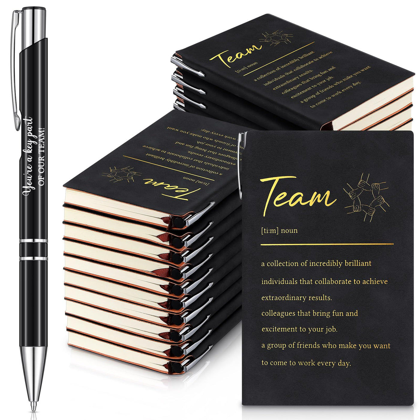 Colarr 40 Pcs Appreciation Gifts Bulk Inspirational PU Leather Notebook Journal & Pen Set Thank You Gifts for Staff, Employees, Coworkers, Nurses(Black,May You)
