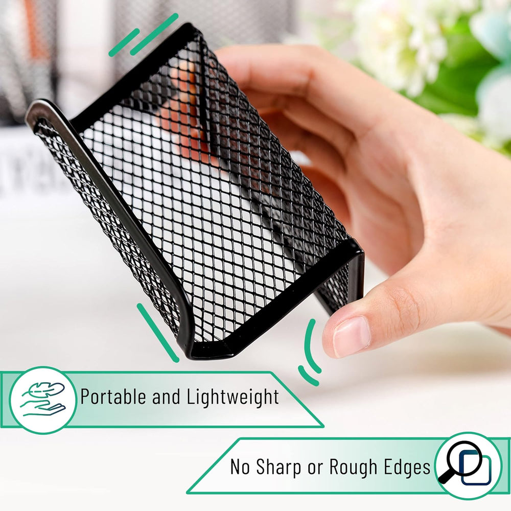 Mr. Pen- Metal Mesh Business Card Holders, 3 Pack, Black, Durable Stainless Steel Card Stand for Desk, Office, and Business Use, Straight, Flat and Smooth Design