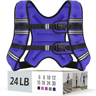 Zeerun Weighted Vest, 6lb/8lb/10lb/12lb/15lb/18lb/20lb/24lb/30lb for Men Women, Reflective Stripe Adjustable Buckle, Comfortable Durable Rucking Vest for Walking Running Strength Training