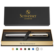 Scriveiner Black Lacquer Rollerball Pen - Stunning Luxury Pen, Real Gold Plating, Schmidt Ink Refill, Best Roller Ball Gift Set for Men & Women, Professional, Executive Office, Nice Pens