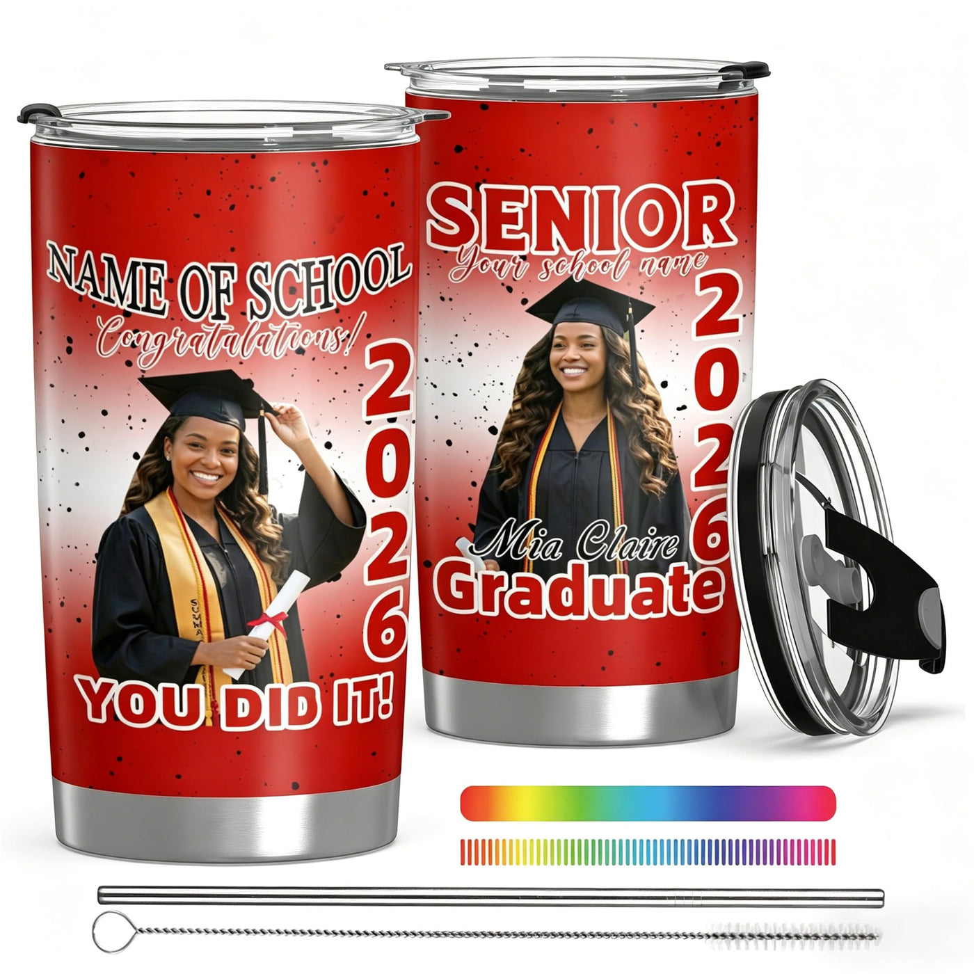 Personalized Tumbler with Photo Text Logo, Made in USA 20 oz Custom Stainless Steel Coffee Mug with Lid, Custom Cup Gift for Dad, Mom, Friends, gift for father's day