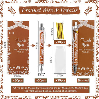 Serencatcher 30 Sets Mexican Talavera Terracotta Birthday Party Favor Pens, Guest Gift Ballpoint Pens with Thank You Cards, OPP Bags and Twist Ties, Fiesta Theme Birthday Party Supplies