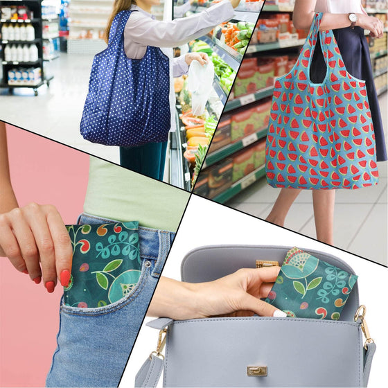 Reusable Grocery Bags, 6 Pack 50Lbs Foldable Fashion Washable Shopping Bags, Large Boho Tote Bags For Groceries, Bulk Market Cloth Storage Bags, Utility Aesthetic Personalized Gifts For Women - hover image