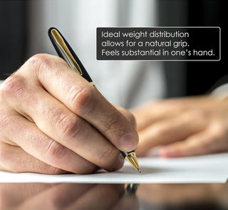 Better Office Products Executive Black Gel Pen, 2 Pack, Classic Business Pen with Removable Cap, Black 0.7mm Medium Point, Gold Accents, Individually Packed in Clear Acrylic Cases