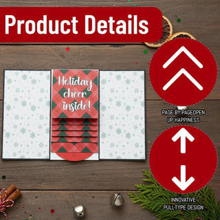 Waterfall Christmas Gift Card Booklet, Set of 3 Festive Holiday Greeting Cards, Red Cardstock Design for Seasonal Gifting, Thoughtful Present Idea for Friends and Family