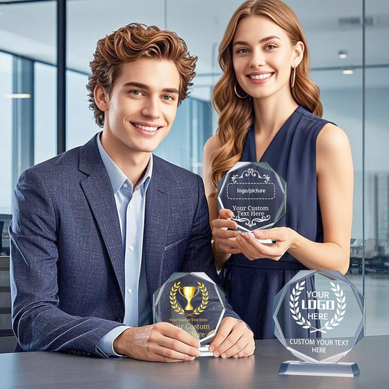 Personalized Crystal Trophy Award - Plaques Personalized Engraved - Coworker Employee Appreciation Gift, Anniversary Retirement Gift - Custom Employee Recognition Awards and Trophies - hover image