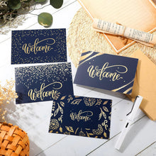 Fumete 72 Sets Bulk Welcome Card Golden for Guest with Kraft Envelope Sticker Blank 6x4 in Interior Welcomes Note Card Paper Hotel Business Greeting Postcard Wedding Employee Team (Blue)