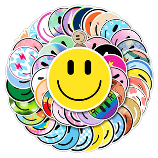 50PCS Smiling Stickers, Cute Water Bottle Stickers for Kids, for Teaching Rewards, Notebooks, Stationery, Luggage, Cartoon PVC Happy Stickers