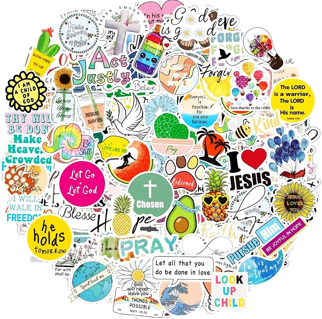 220Pcs Inspirational Christian Stickers Bulk, Vinly Waterproof Bible Verse Jesus Stickers for Water Bottles Laptop Scrapbook Journaling, Religious Faith Decals for Adults Teens Kids, Christian Gifts