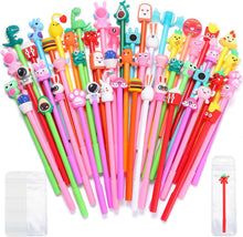 TOEMUR 140 Pcs Cute Pens Set - 70 Fun Character Pens Bulk with 70 Pen Bags, Animal & Cartoon Gel Pen for friends, Office, Birthday & Christmas Gifts, Party Favors (Colorful)