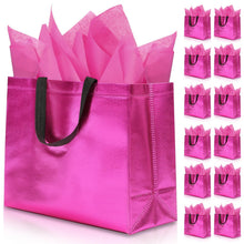KeerxunBag 12Pcs Reusable Gift Bags（Includes Tissue Paper） Gift bag with handle Birthdays Parties Holidays Weddings Medium 13x5x11in colorful Gift Bags