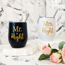 ELEGANTPARK Mr Right and Mrs Always Right Gifts Wedding Gifts for Women Mr&Mrs Wine Tumbler Mrs. 2025 Bag Set Newlyweds Engagement Present for Bride and Groom
