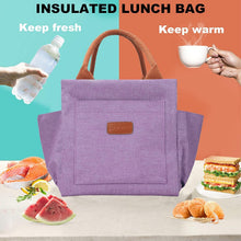 Joymee Lunch Bag Women, Reusable Leakproof Insulated Lunch Box- Purple | Large Capacity, Bottle Holder & Side Pockets, Leakproof Insulated Design, for Work, Travel, Picnic, for Adult