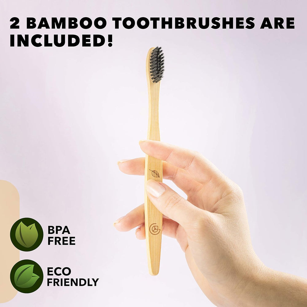 Greenzla Double Pack Bamboo Utensils Set with Bonus Toothbrush Pair, Straw, Spoon, Fork, Knife, Teaspoon, Chopsticks, Brush & Duo Storage Bags - Reusable Bamboo Cutlery - Wooden Utensil Set
