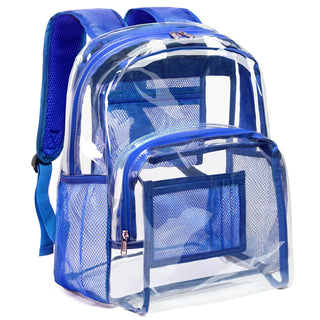 Vorspack Clear Backpack Heavy Duty PVC Transparent Backpack with Reinforced Strap Stitches & Large Capacity for College Workplace Security - Black