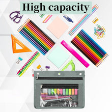 YoeeJob 2 Pack 1 Inch Expandable Zipper Pencil Pouches with Clear Window for 3 Ring Binder, Suitable for School & Office (Grey)