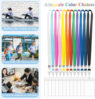 12 Pack Lanyards for ID Badges Cruise Lanyard for Ship Cards with Waterproof ID Badge Holder Cruise Essentials 2026 (12 Colors)