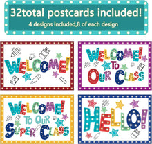 codree 32 Pieces Marquee Welcome Postcards, 4 x 6 Inch Welcome to Our Class Theme Postcard Welcomes Greeting Cards Encouragement Note Cards Teacher Postcards for Kids, 4 Designs