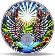 2 Year Angel Wings Sobriety Coin – Radiant Sunrise NA Medallion – Spiritual Token for Recovery & Clean Time – Empowering NA AA Chips – Gift for Men & Women