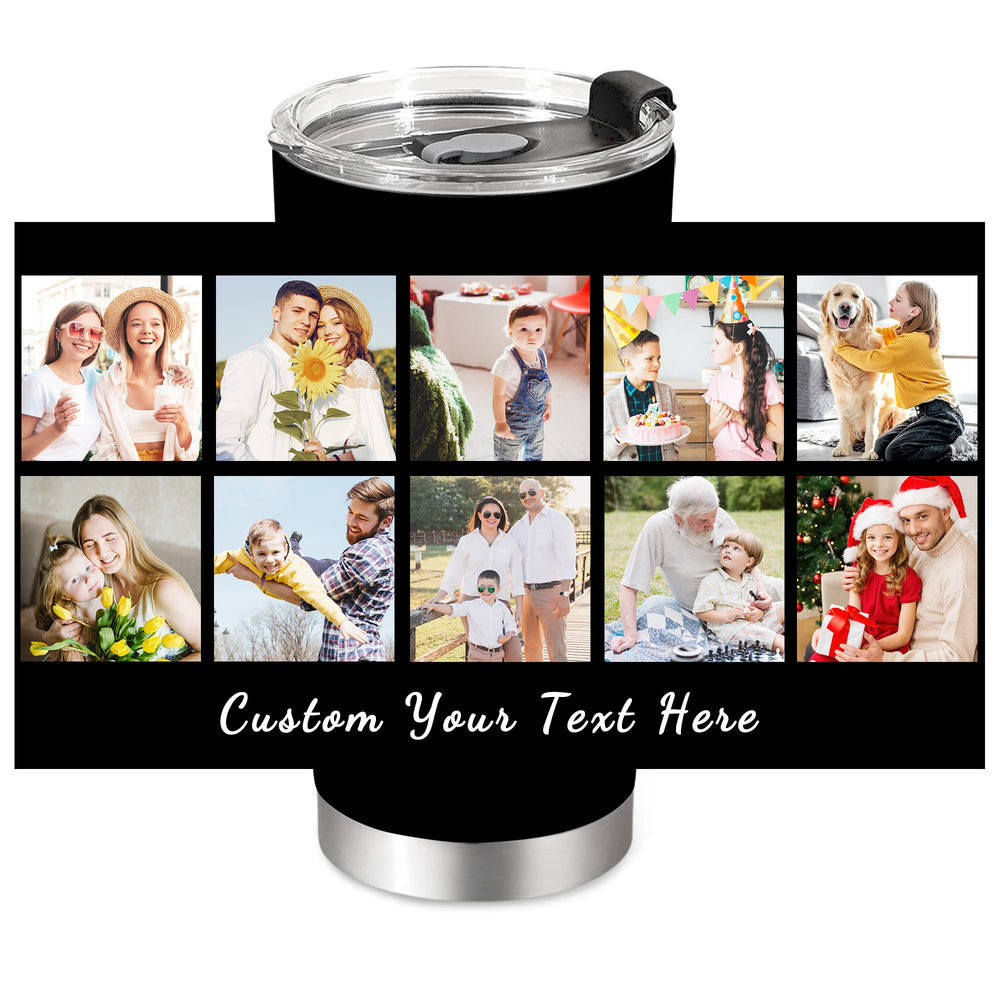 Personalized Tumbler with Photo Text Logo, Made in USA 20 oz Custom Stainless Steel Coffee Mug with Lid, Custom Cup Gift for Dad, Mom, Friends, gift for father's day