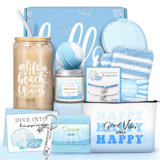 Thank You Gifts for Women, Birthday Gifts for Women, Employee Appreciation Gift, Get Well Care Package Christmas Gift Basket for Coworker Employees Teachers Nurse Boss Friend Mom with Glass Cup 16oz