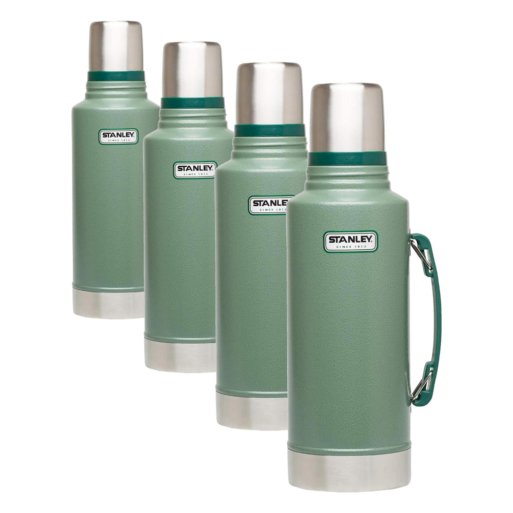 Stanley Heritage Classic Vacuum Bottle with Handle 1.1 qt | Wide Mouth w/Leakproof Cup Lid | Keep Drinks Hot or Cold | Insulated Stainless Steel Thermal Bottle | BPA-Free | Hammertone Green