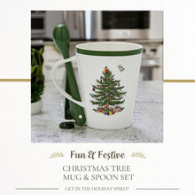Spode Christmas Tree Mug & Spoon Set, 14 Oz Porcelain Mug for Coffee, Tea, Milk, Hot Cocoa - Festive Gift Box - Dishwasher & Microwave Safe - Holiday Collection Design for Gifting (Christmas Tree)