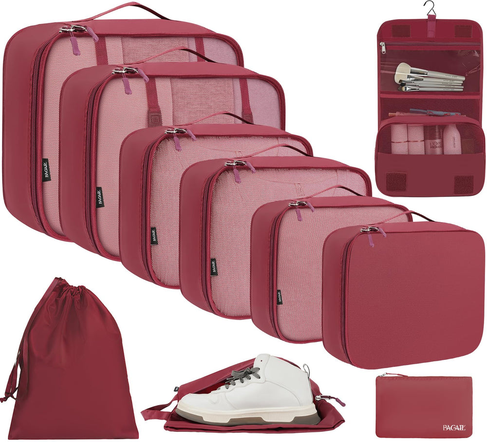 BAGAIL 6 Set/8 Set/10 Set Packing Cubes Various Sizes Packing Organizer for Travel Accessories Luggage Carry On Suitcase