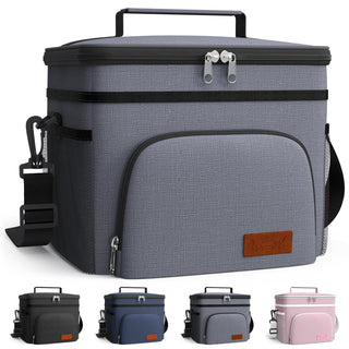 HOTOR Insulated Lunch Box for Men & Women - Leak-Proof Cooler Lunch Bag with 4 Pockets, Adjustable Strap, Ideal for Work, Picnic, Travel - Medium, Black, 10.2"×6.9"×8.5"