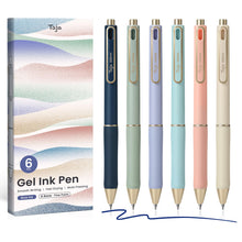 Taja Gel Pens, 6 Pcs Quick Dry Black Gel Ink Pens, 0.5mm Fine Point Smooth Writing Pens for Journaling and Note Taking, Cute Aesthetic Pens for Women & Men-Pastel