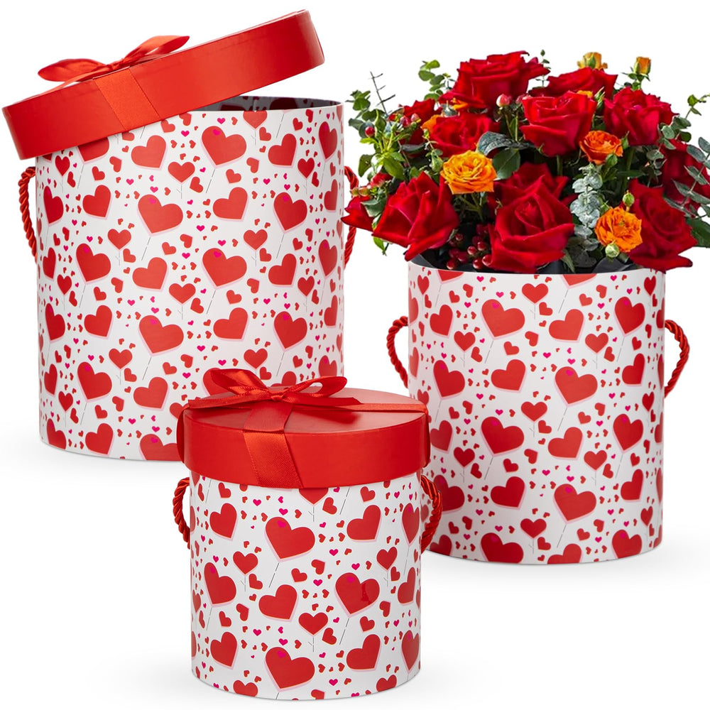 Hollyone Ivory Gift Box with Lids Set of 3 Round Nesting Gift Boxes for Presents 3 Assorted Sizes Flowers Arrangements Box for Gift Giving Christmas Valentine Thanksgiving Mom Gifts Present Wrapping
