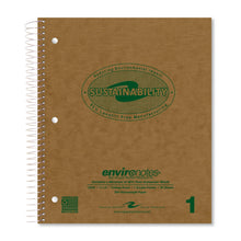 ROARING SPRING Environotes Recycled Spiral Notebook, College Ruled 1 Subject Notebook, 11" x 9", 80 Perforated Sheets, 20 lb Recycled Paper, Double Pocket, 3 Hole Punched, Made in USA