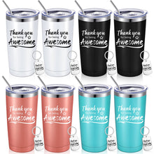 Sieral 8 Pieces Thank You for Being Awesome Tumbler, Thank You Supplies for Women Men 20oz Insulated Stainless Steel Travel Tumbler with Lid and Straw Appreciation Gift with Keychain (Classic Color)