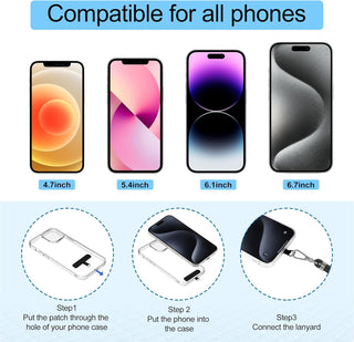 takyu Phone Lanyard, 2 Pack Adjustable Cell Phone Lanyard Crossbody Neck Strap & 2 Pack Phone Wrist Strap with 2 Pcs Tether Tabs Compatible for iPhone Android Smartphones-Black Grey