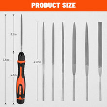 ValueMax 7PCS Interchangeable Needle File Set, Small File Set Includes Flat, Flat Warding, Round, Half-Round, Square, Triangular File and A Handle, Suitable for Shaping Metal, Wood, Jewelry, Plastic